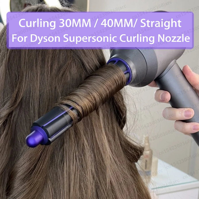 Curling Attachment for Dyson Supersonic Hair Dryer - 40mm Automatic Curling Nozzle, Air Styler Cylinder Comb