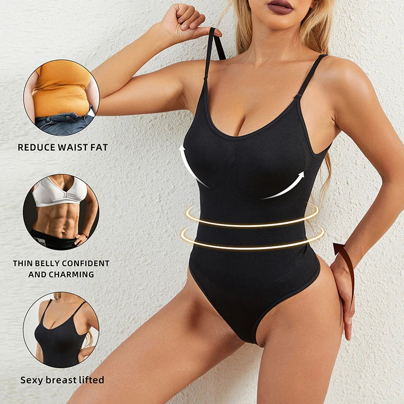 Seamless Shapewear Bodysuit - Tummy Control, Waist Trainer, Thong