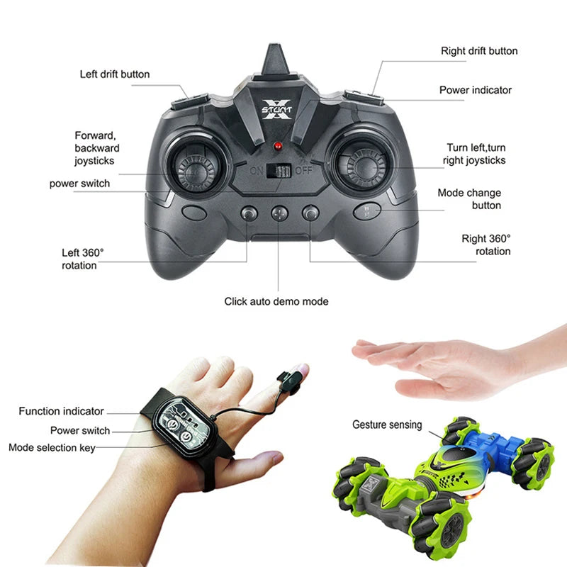 4WD RC Stunt Car with Gesture Control for Kids