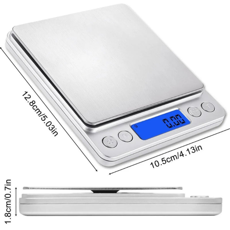 Digital Kitchen Scale - 3000g/0.1g Jewelry and Food Scale, LCD Display, Tare Function