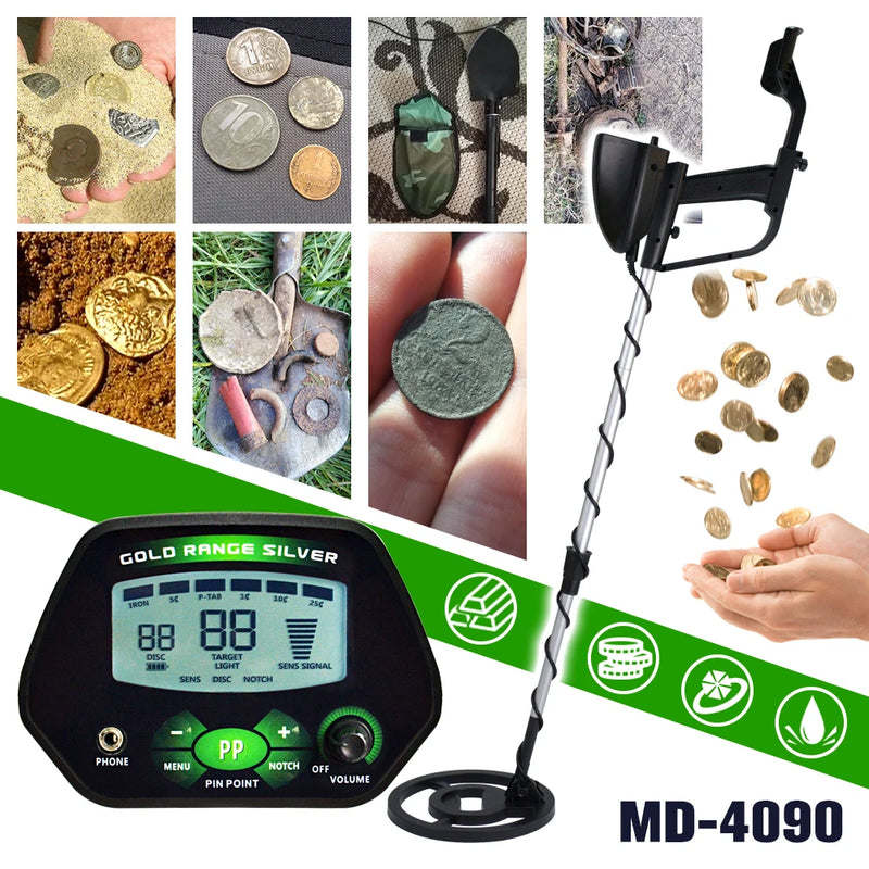 High Accuracy MD-4090 Professional Underground Metal Detector with LCD Display and Memory Function