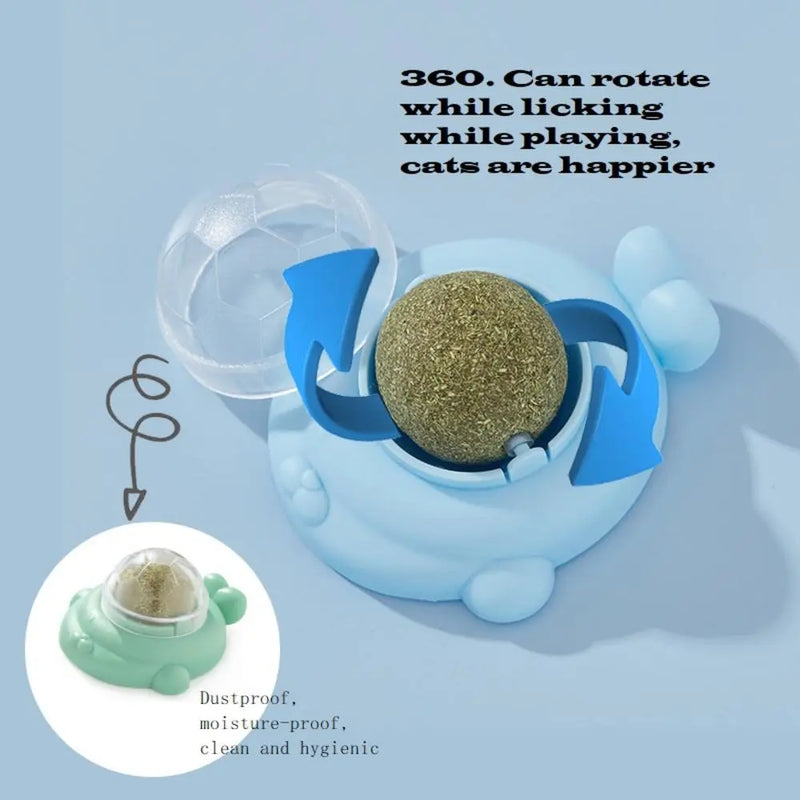 Natural Catnip Rotatable Wall Ball - Cat Toy for Licking, Teeth Cleaning, and Healthy Nutrition