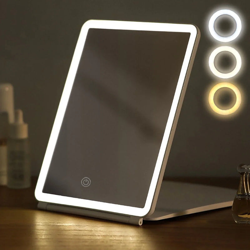 Foldable Touch Screen LED Makeup Mirror