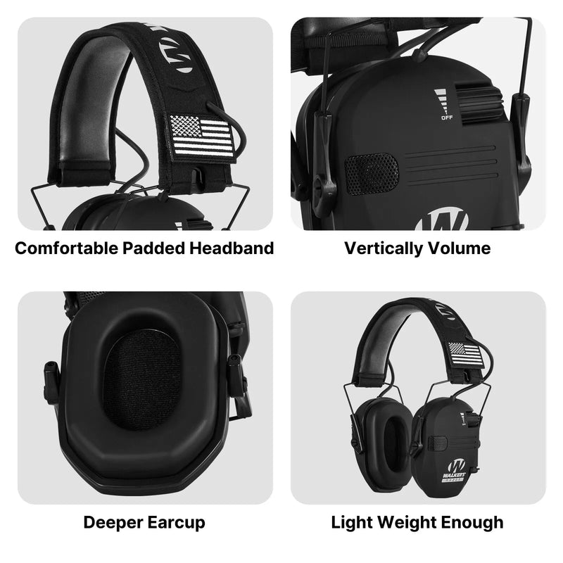 Walker's Razor Slim Electronic Earmuffs - Adjustable Hearing Protection for Shooting & Hunting