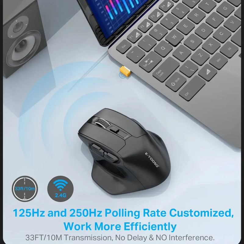 X-31 USB 2.4G Wireless Gaming Mouse - Large Size for Big Hands, PAW3212 Sensor, 4800 DPI, 5 Buttons, for PC and Laptop Gamers