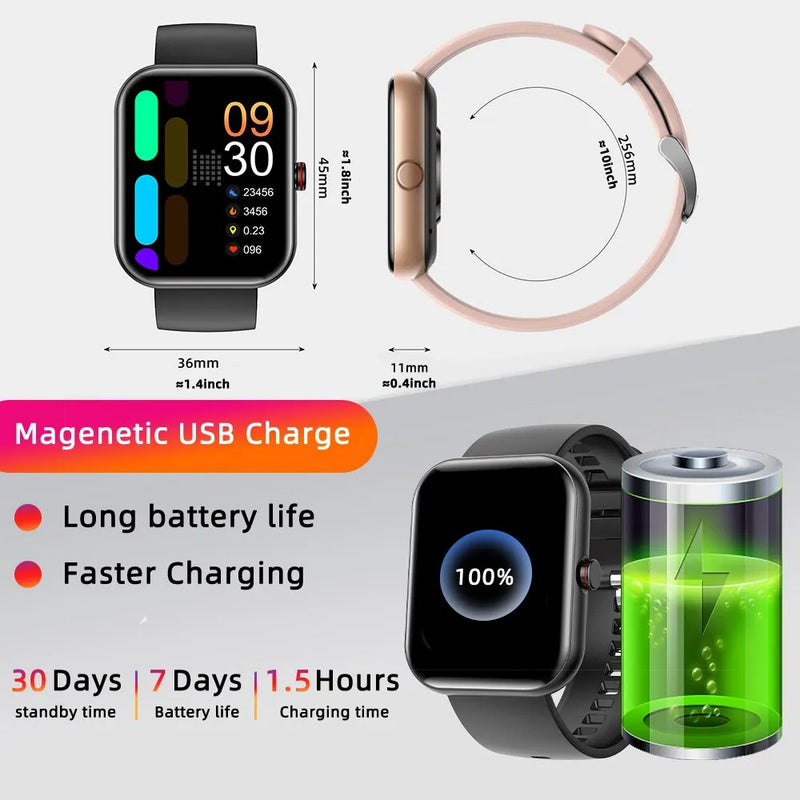 Smart Watch - Voice Calling, Health Monitoring, Blood Oxygen, Heart Rate, iOS & Android