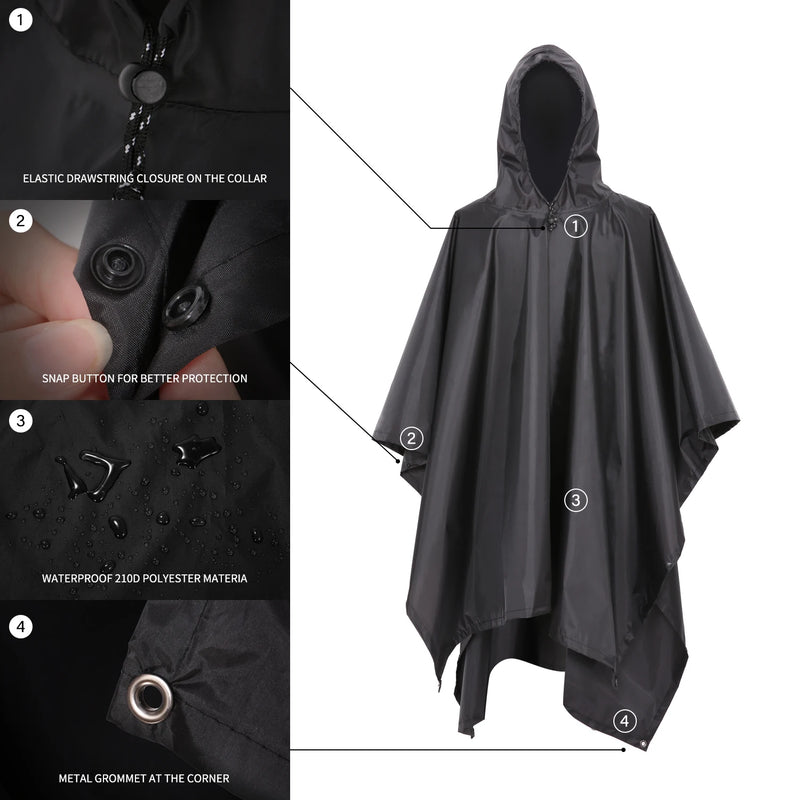 Waterproof Hooded Rain Poncho