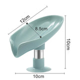 Leaf Shape Soap Tray - Non-Slip PP Soap Dish with Suction Cup and Sponge Holder