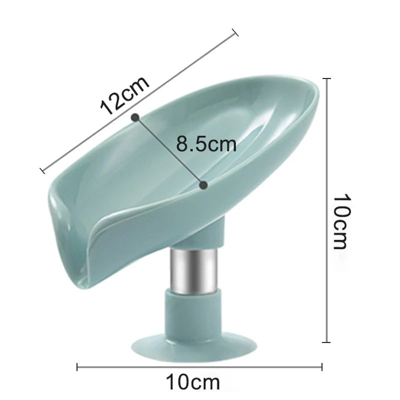 Leaf Shape Soap Tray - Non-Slip PP Soap Dish with Suction Cup and Sponge Holder