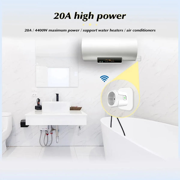 Smart Socket EU 16A/20A - WiFi Power Outlet with Alexa and Google Home Voice Control, AC100-240V, Tuya Smart Life APP