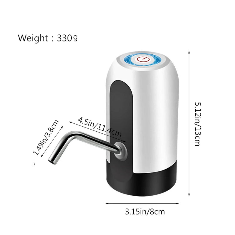 Electric Portable Water Dispenser Pump for 5 Gallon Bottle - USB Charge with Extension Hose