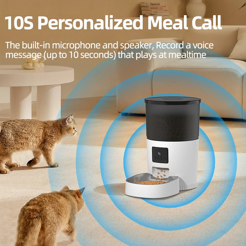 Automatic Cat Feeder with Camera - Smart Pet Food Dispenser, Voice Recorder, Remote Control for Cats and Dogs