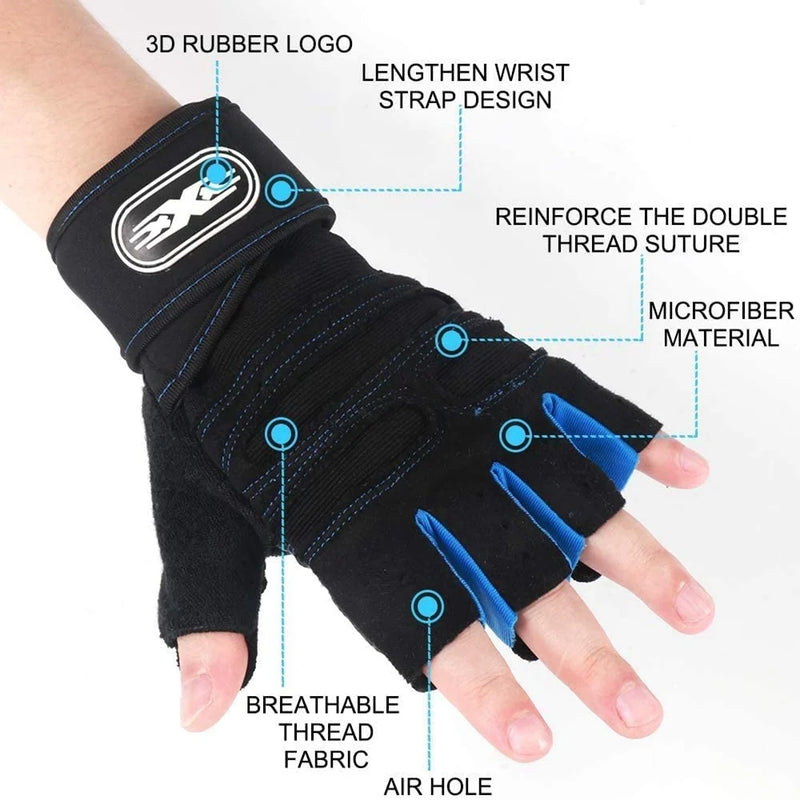 Half Finger Workout Gloves with Wrist Wrap