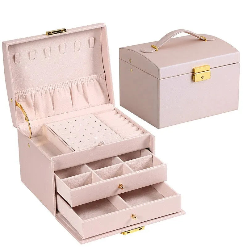 Three Layer Multifunctional Leather Drawer - Jewelry Box