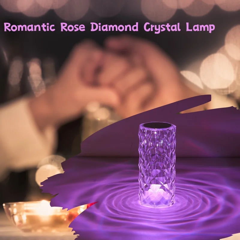 Crystal Table Lamp  Touch/Remote Dimmable Night Light USB LED