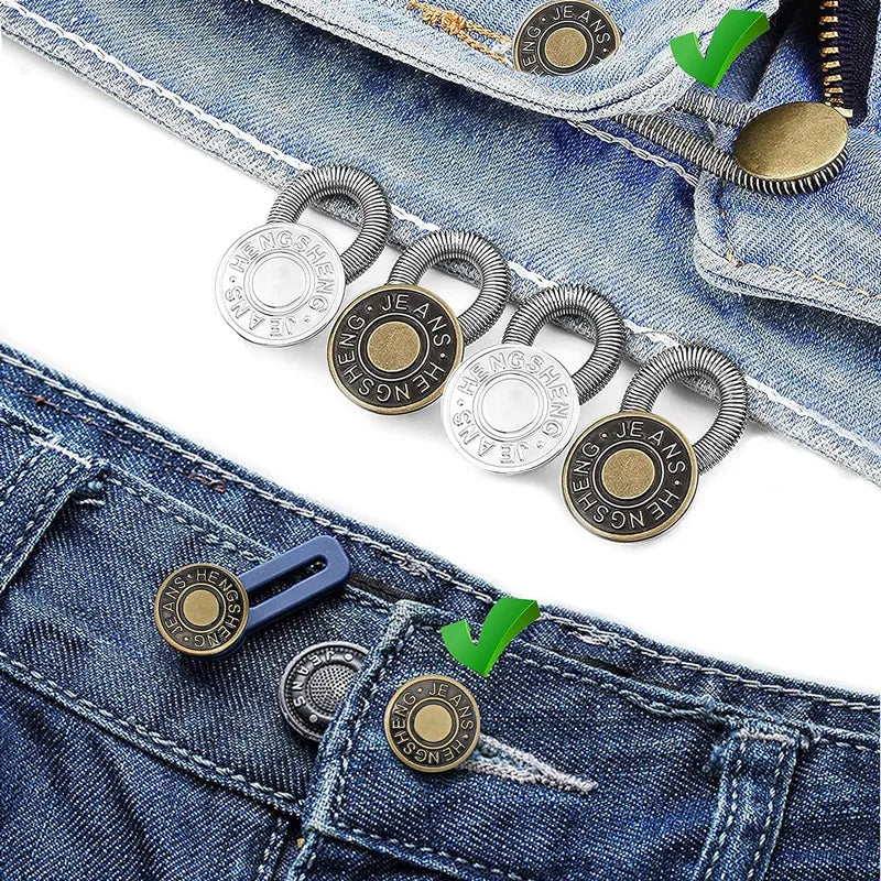 Adjustable Metal Button Extenders for Pants and Jeans - 10/5/1PC Retractable Waistband Expanders, No Sewing Needed