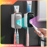 Automatic Toothpaste Dispenser and Toothbrush Holder - Wall-Mounted Bathroom Accessories Set