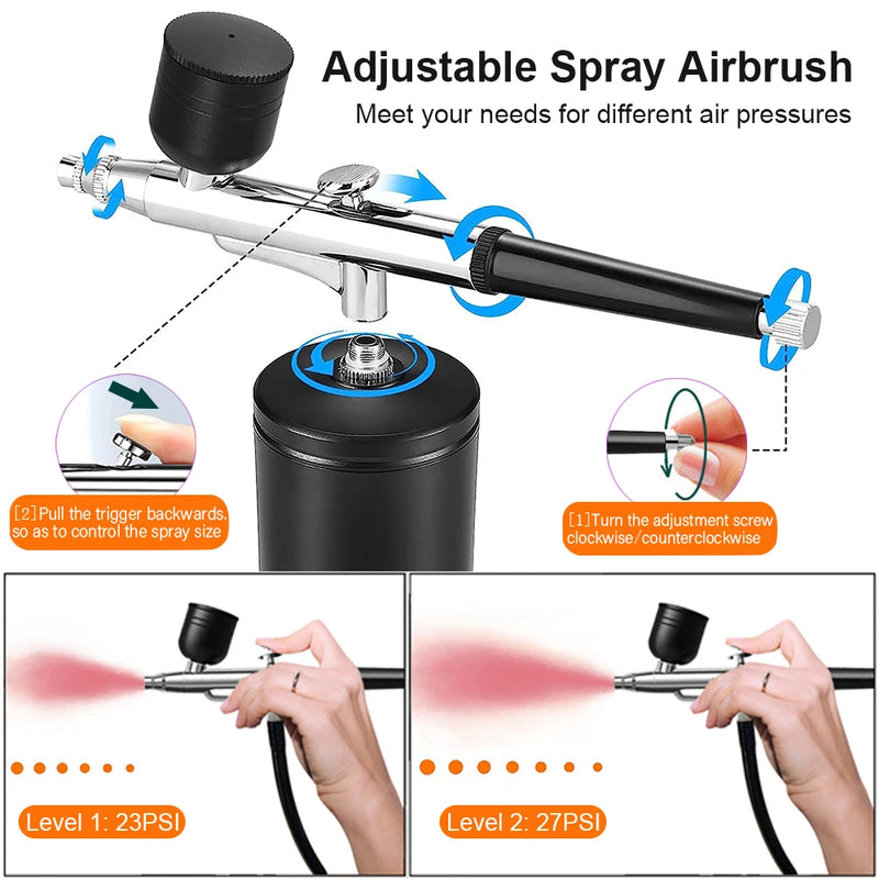 Airbrush Nail Compressor - for Nail Art, Cake Painting, and Crafts