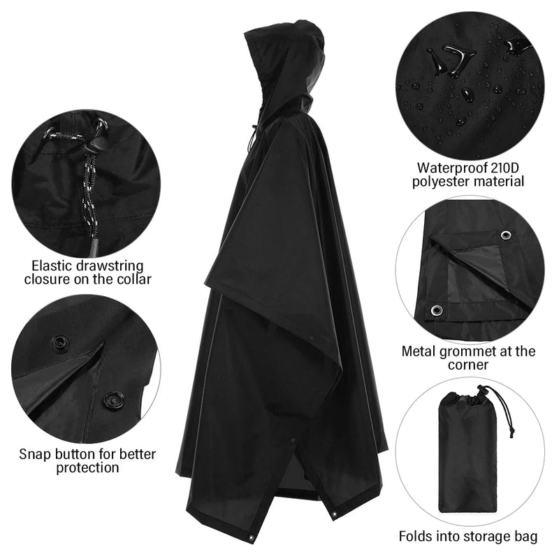 Waterproof Hooded Rain Poncho