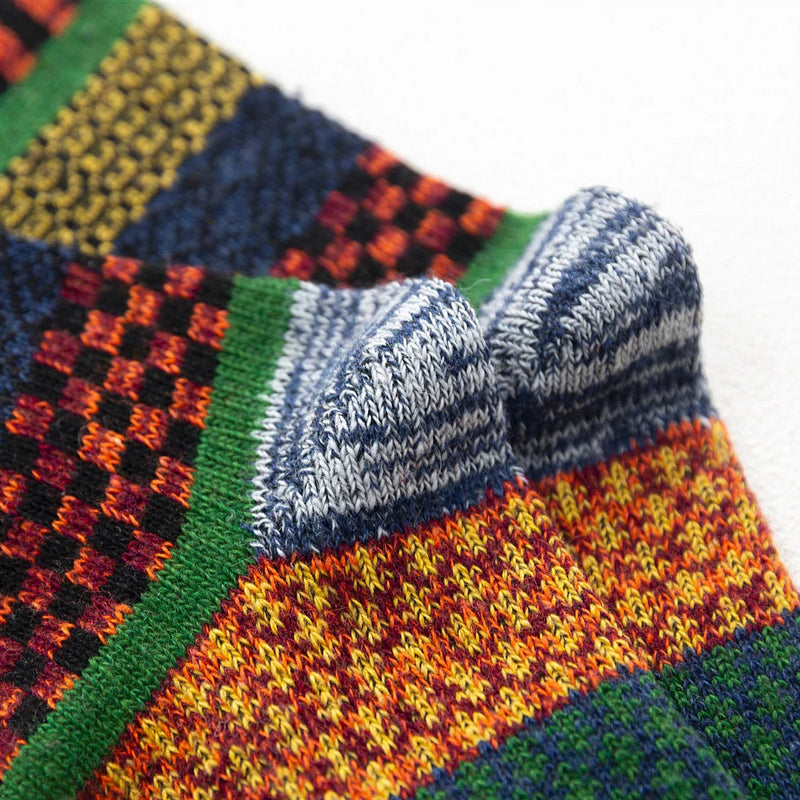 HSS 5 Pairs Men's Winter Wool Socks - Warm, Retro Style, Colorful, for Snow Boots