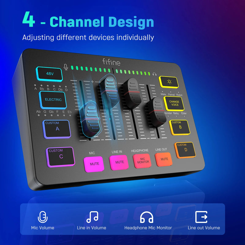 FIFINE Gaming Audio Mixer - Streaming&nbsp