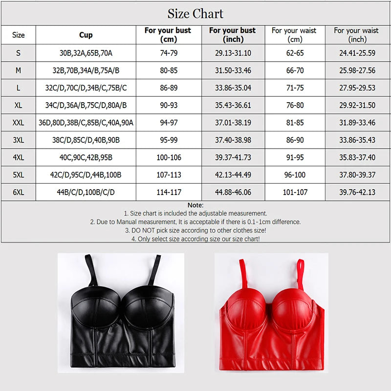 Wechery Women's Leather Corset Sexy Gothic Bra