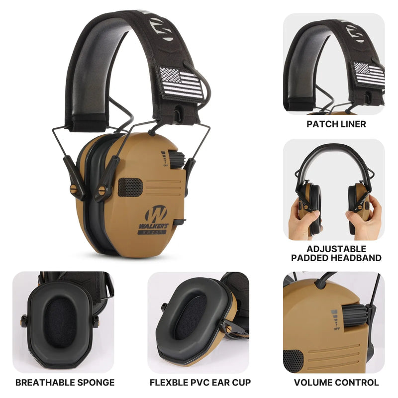 Walker's Razor Slim Electronic Earmuffs - Adjustable Hearing Protection for Shooting & Hunting