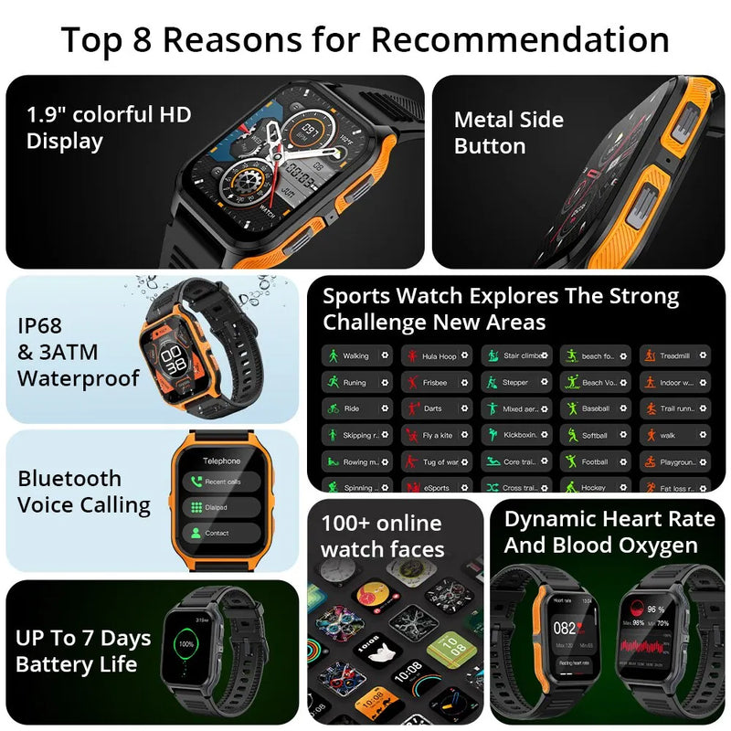 Military Men's Smart Watch - Bluetooth