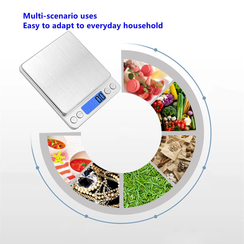 Digital Kitchen Scale - 3000g/0.1g Jewelry and Food Scale, LCD Display, Tare Function