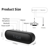 Tribit XSound Go Portable Bluetooth Speaker - IPX7 Waterproof, Better Bass, 24-Hour Playtime, Type-C & AUX