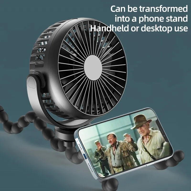 USB Desktop Folding Fan - Multifunctional Octopus Mini Fan for Outdoor, Baby Stroller, and Handheld Use