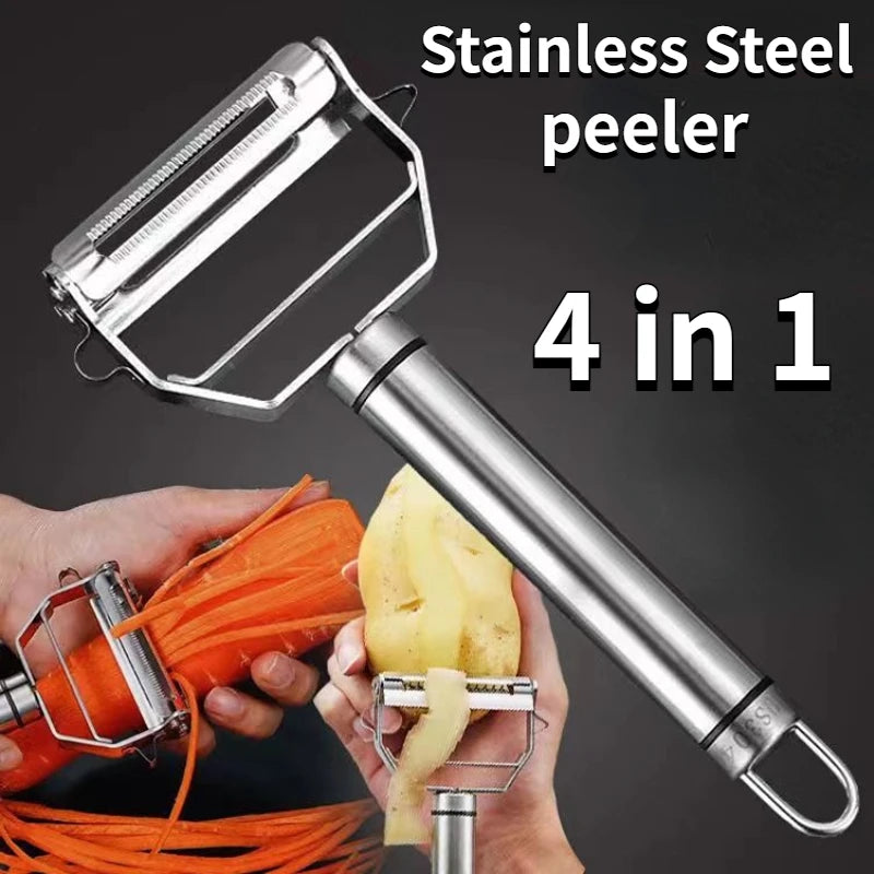 Stainless Steel Fruit and Vegetable Peeler - Multifunctional Grater for Melon, Potato, Carrot, Cucumber, and More