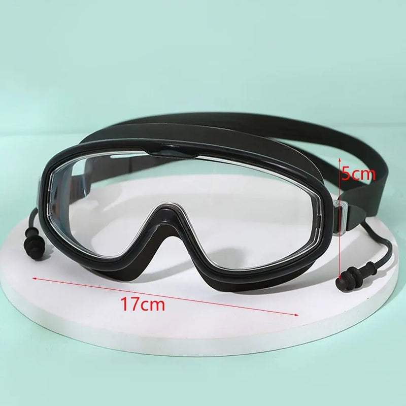 Anti-Fog Wide View Swim Goggles with Earplugs