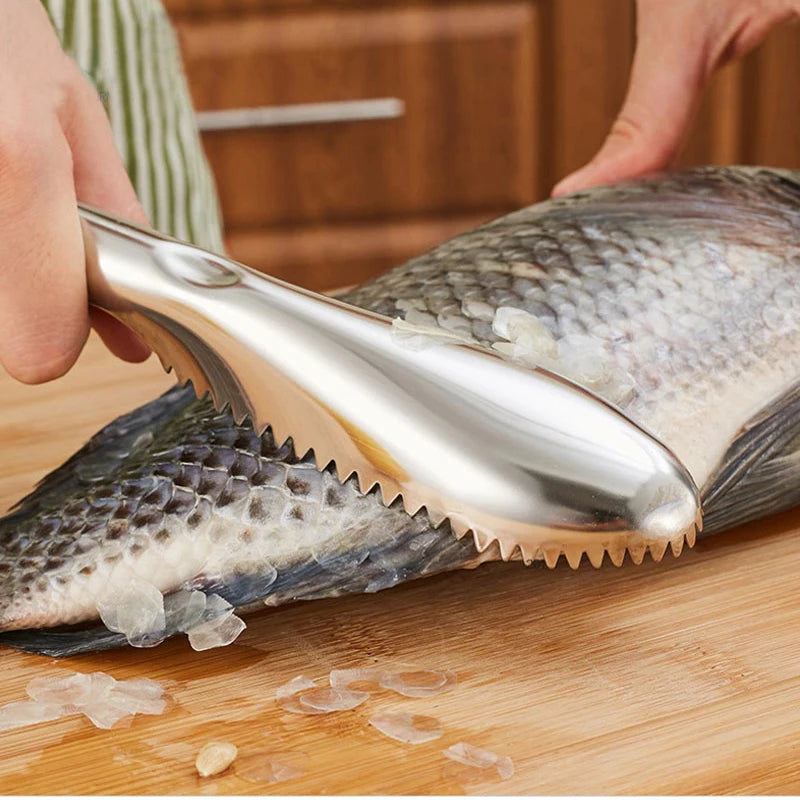 Stainless Steel Fish Skin Brush and Scaler - Seafood Cleaning Tool for Scraping Scales and Peeling