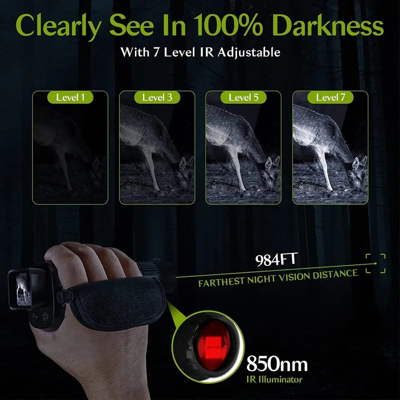 Rechargeable 1080p HD Infrared Night Vision Telescope Camera for Outdoor Hunting