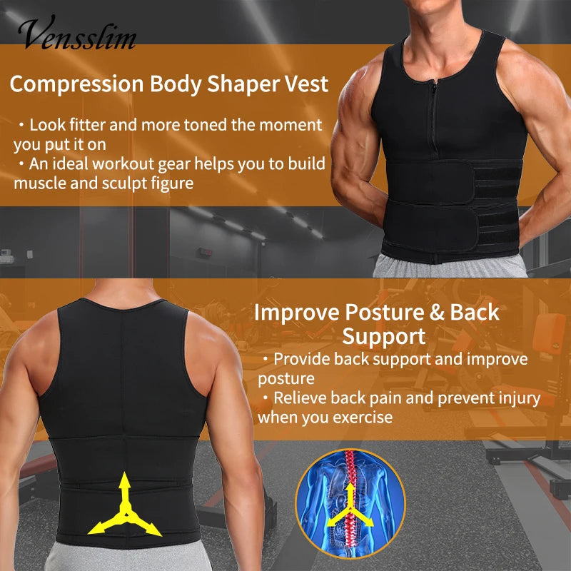 Men's Waist Trainer - Double Vest for Sweat and Abdomen Slimming