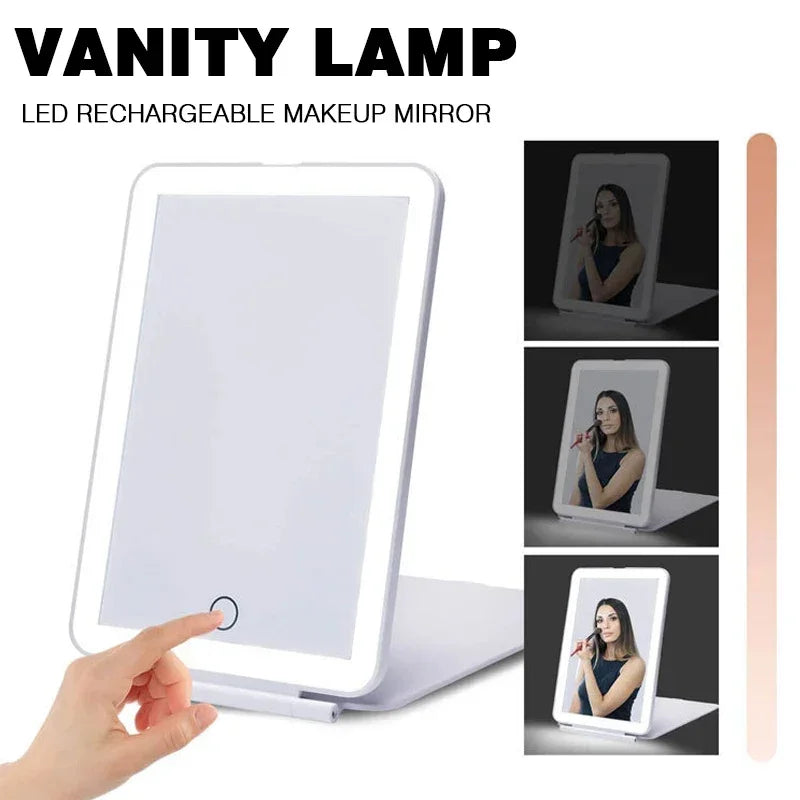 Foldable Touch Screen LED Makeup Mirror