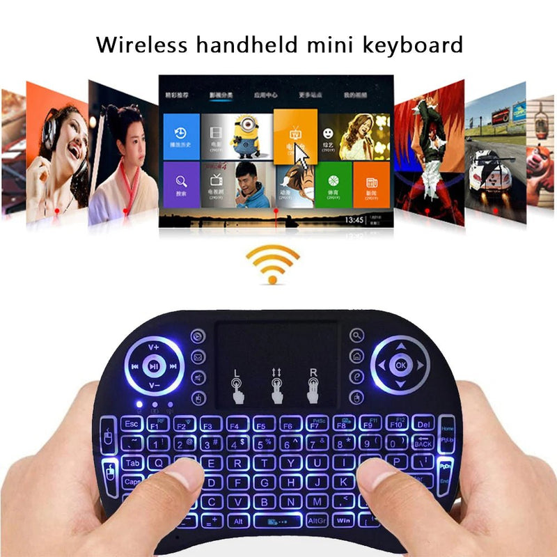 2.4G Air Mouse with Touchpad Keyboard i8 Arabic French Spanish Russian Backlit Mini Wireless Keyboard for PC Android TV Box - SANTARELLA