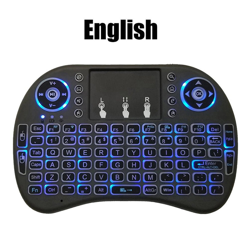 2.4G Air Mouse with Touchpad Keyboard i8 Arabic French Spanish Russian Backlit Mini Wireless Keyboard for PC Android TV Box - SANTARELLA