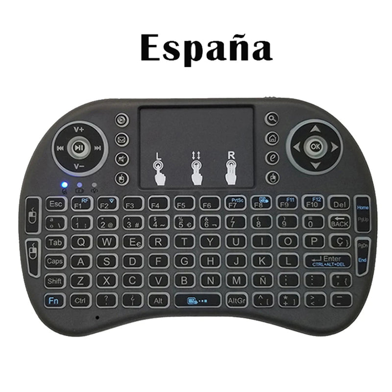 2.4G Air Mouse with Touchpad Keyboard i8 Arabic French Spanish Russian Backlit Mini Wireless Keyboard for PC Android TV Box - SANTARELLA