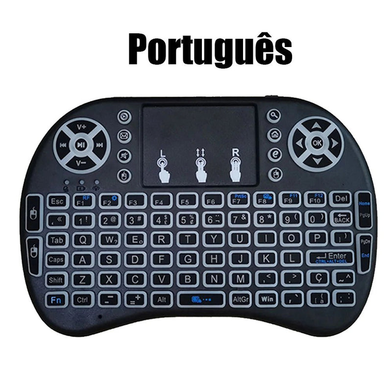 2.4G Air Mouse with Touchpad Keyboard i8 Arabic French Spanish Russian Backlit Mini Wireless Keyboard for PC Android TV Box - SANTARELLA