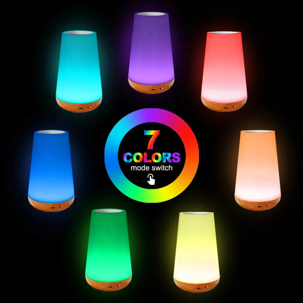 Creative Remote Control Wooden Pattern Touch Night Light Photography Desk Lamp Bedroom Bedside Colorful Atmosphere Lamp Yes - SANTARELLA