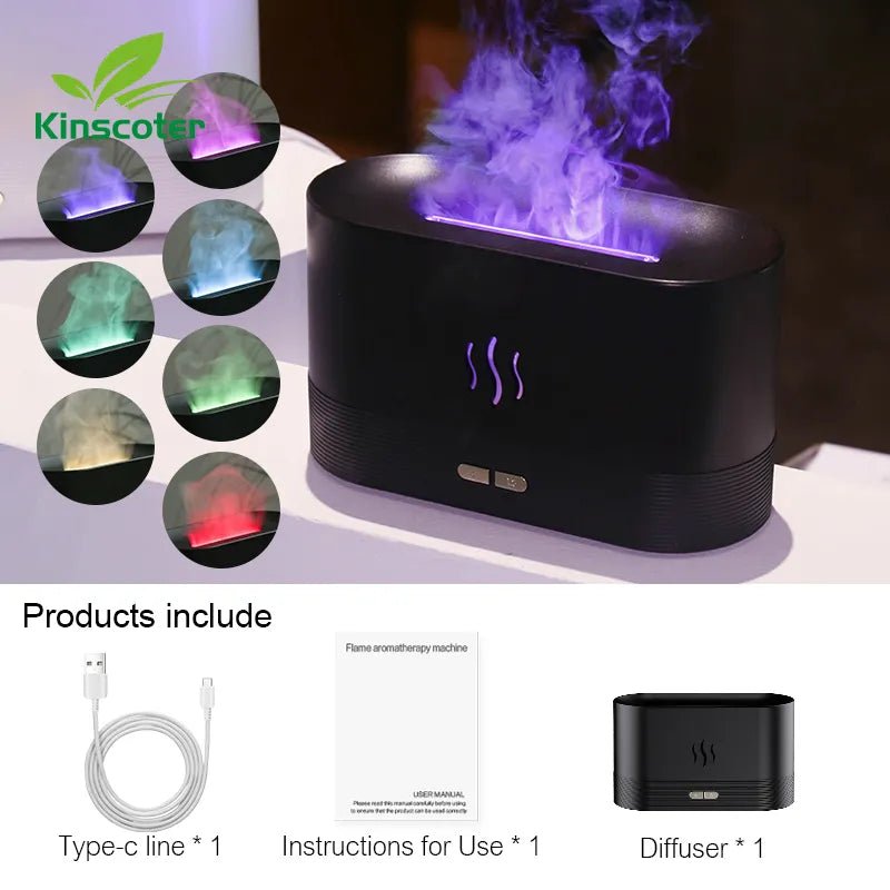 Diffuser Aroma Air Humidifier Ultrasonic Cool Mist Maker Fogger Led Essential Oil Flame Lamp Difusor - SANTARELLA