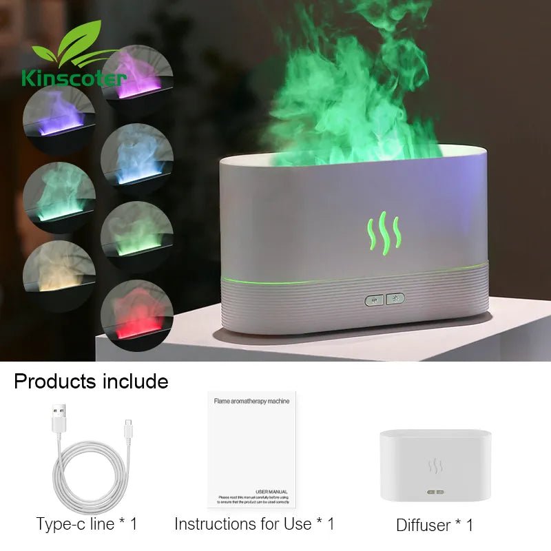 Diffuser Aroma Air Humidifier Ultrasonic Cool Mist Maker Fogger Led Essential Oil Flame Lamp Difusor - SANTARELLA