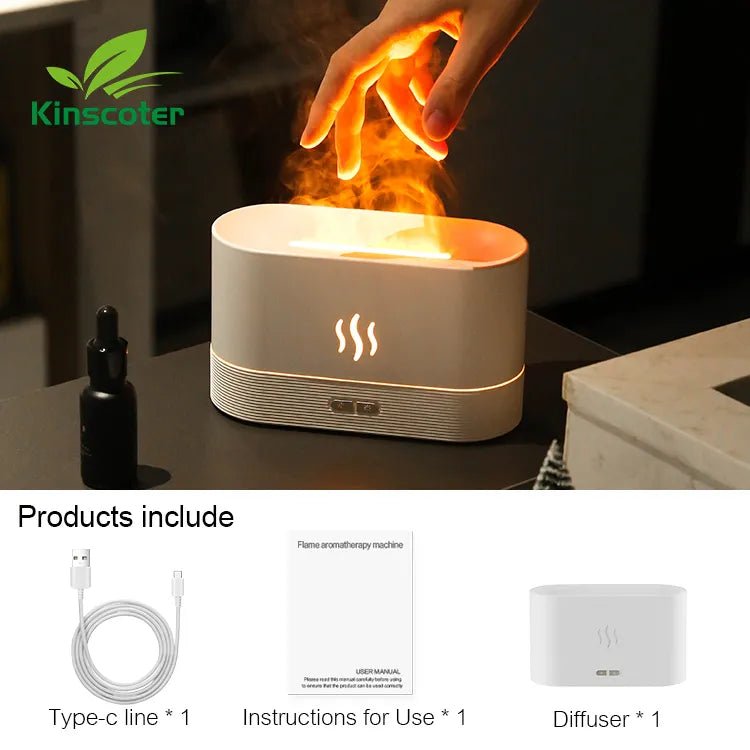 Diffuser Aroma Air Humidifier Ultrasonic Cool Mist Maker Fogger Led Essential Oil Flame Lamp Difusor - SANTARELLA