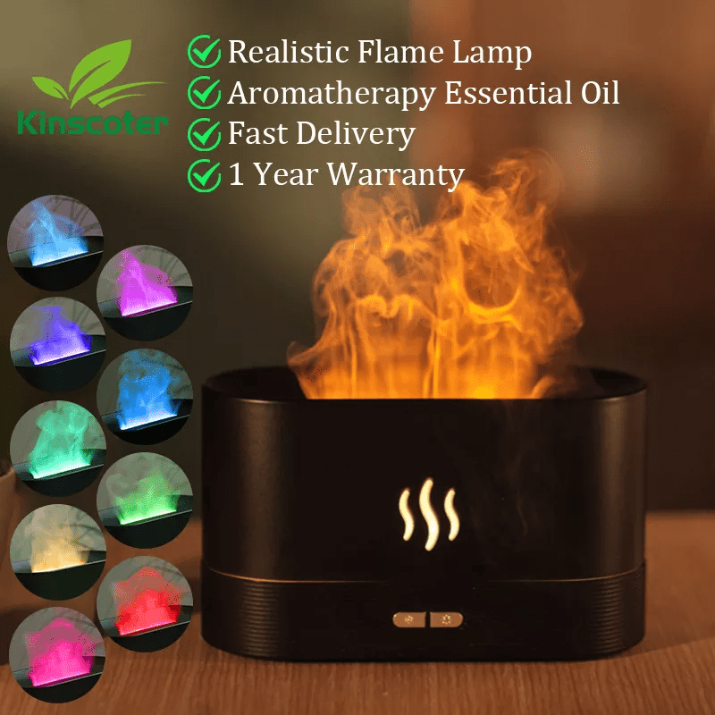 Diffuser Aroma Air Humidifier Ultrasonic Cool Mist Maker Fogger Led Essential Oil Flame Lamp Difusor - SANTARELLA