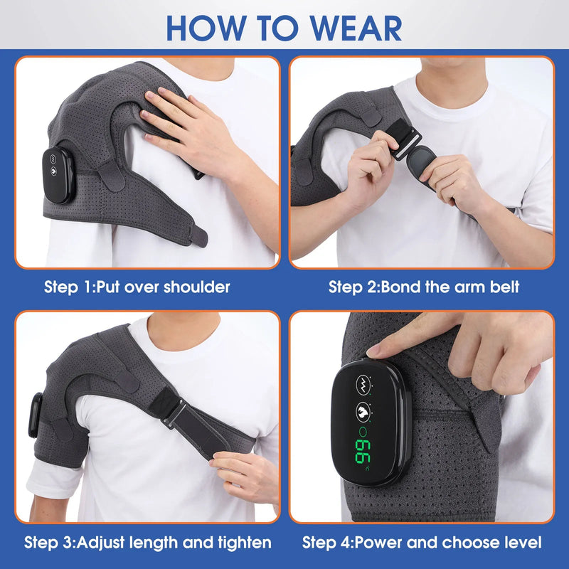 Electric Heating Therapy Shoulder Brace Heating Shoulder Massage Support Adjustable Led Heating Belt For Arthritis Joint Injury - SANTARELLA