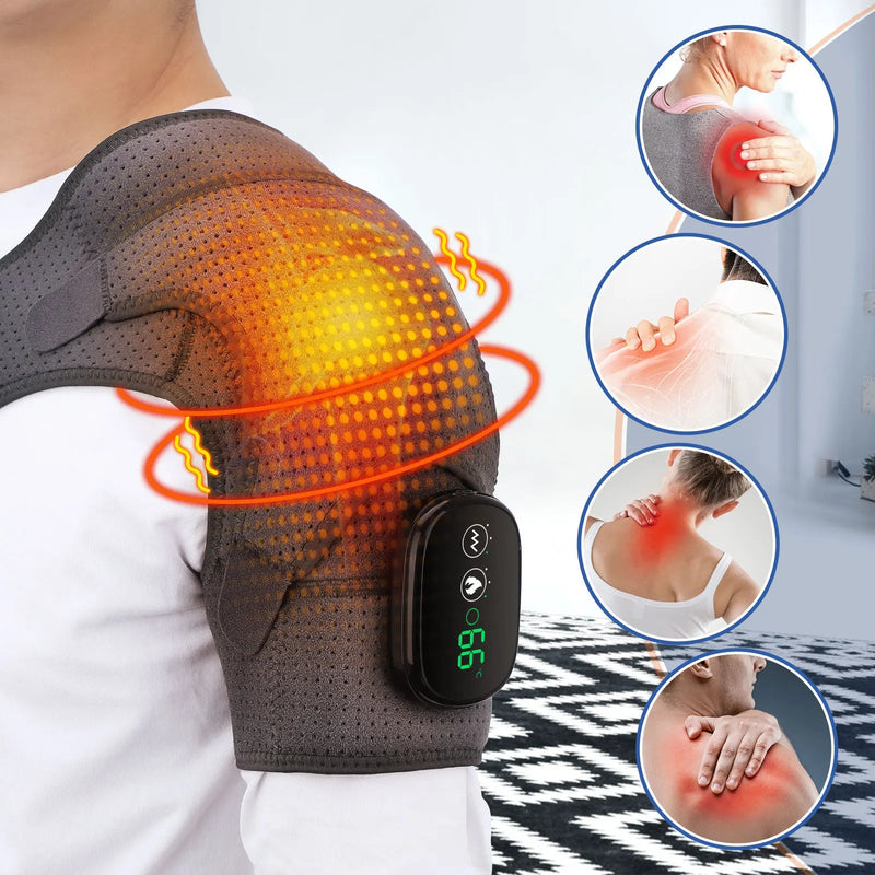 Electric Heating Therapy Shoulder Brace Heating Shoulder Massage Support Adjustable Led Heating Belt For Arthritis Joint Injury - SANTARELLA