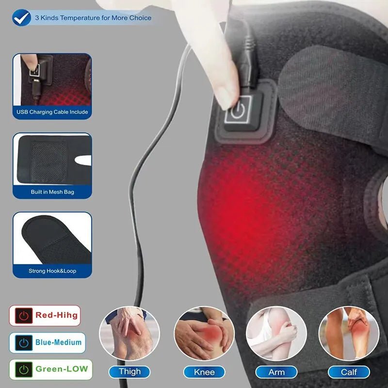 Electric Knee Heating Pad USB Thermal Therapy Heated Knee Brace Support for Arthritis Joint Pain Relief Old Cold Leg Knee Warmer - SANTARELLA