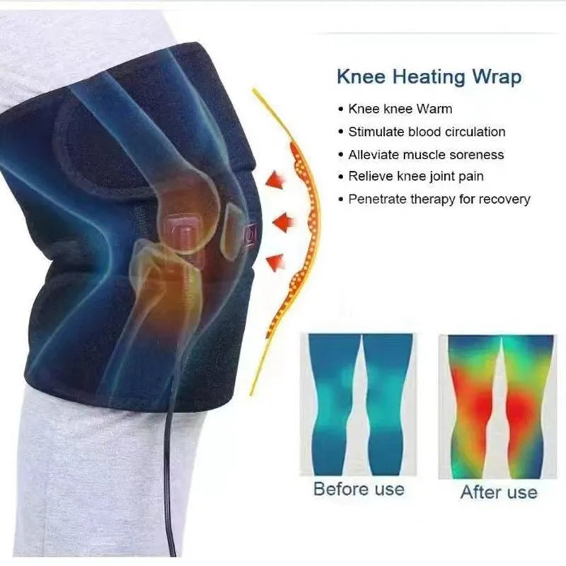 Electric Knee Heating Pad USB Thermal Therapy Heated Knee Brace Support for Arthritis Joint Pain Relief Old Cold Leg Knee Warmer - SANTARELLA